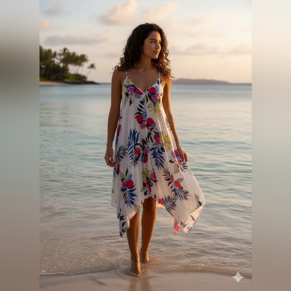 Beachwear‎ By Japna GOA Tropical Asymmetrical Medium Sharkbite Hem